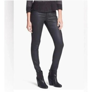 Like New Eileen Fisher Organic Cotton Black Coated Skinny Jeans Size 2